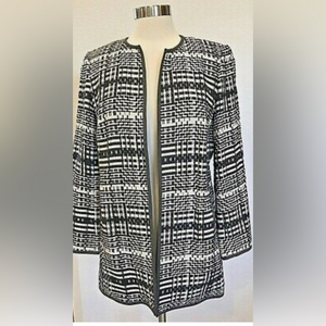 Lafayette‎ 148 Blazer Cardigan Jacket Size 4 Gray/Ivory